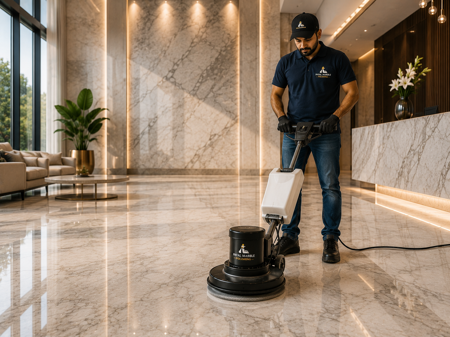 Stone restoration — natural stone surface being restored