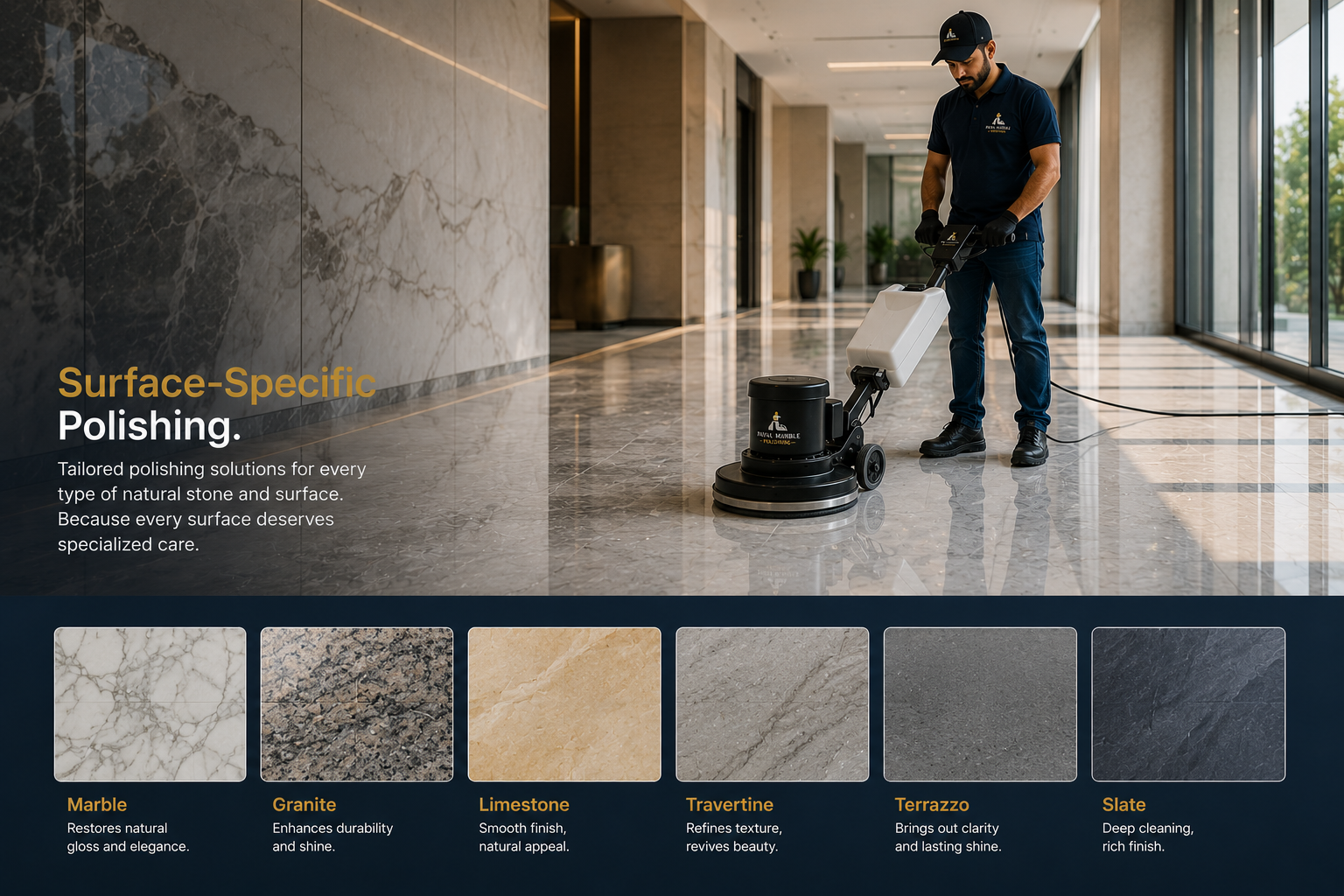 Marble countertop and kitchen surface polishing
